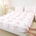 thumbnail image 3 of jejeloiu Ribbon Bow Knot Twin Sheet Sets,Pink Cartoon Bowtie Bedding For Girls 3-Piece, 3 of 7