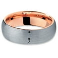 thumbnail image 2 of Tungsten Semicolon Punctuation Mark Symbol Band Ring 7mm Men Women Comfort Fit 18k Rose Gold Dome Brushed Gray Polished, 2 of 4