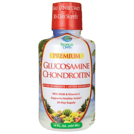 Tropical Oasis - Premium Liquid Glucosamine Chondroitin | With MSM & Vitamin C - Supports Healthy Joints Supplement (16 Fl Oz)