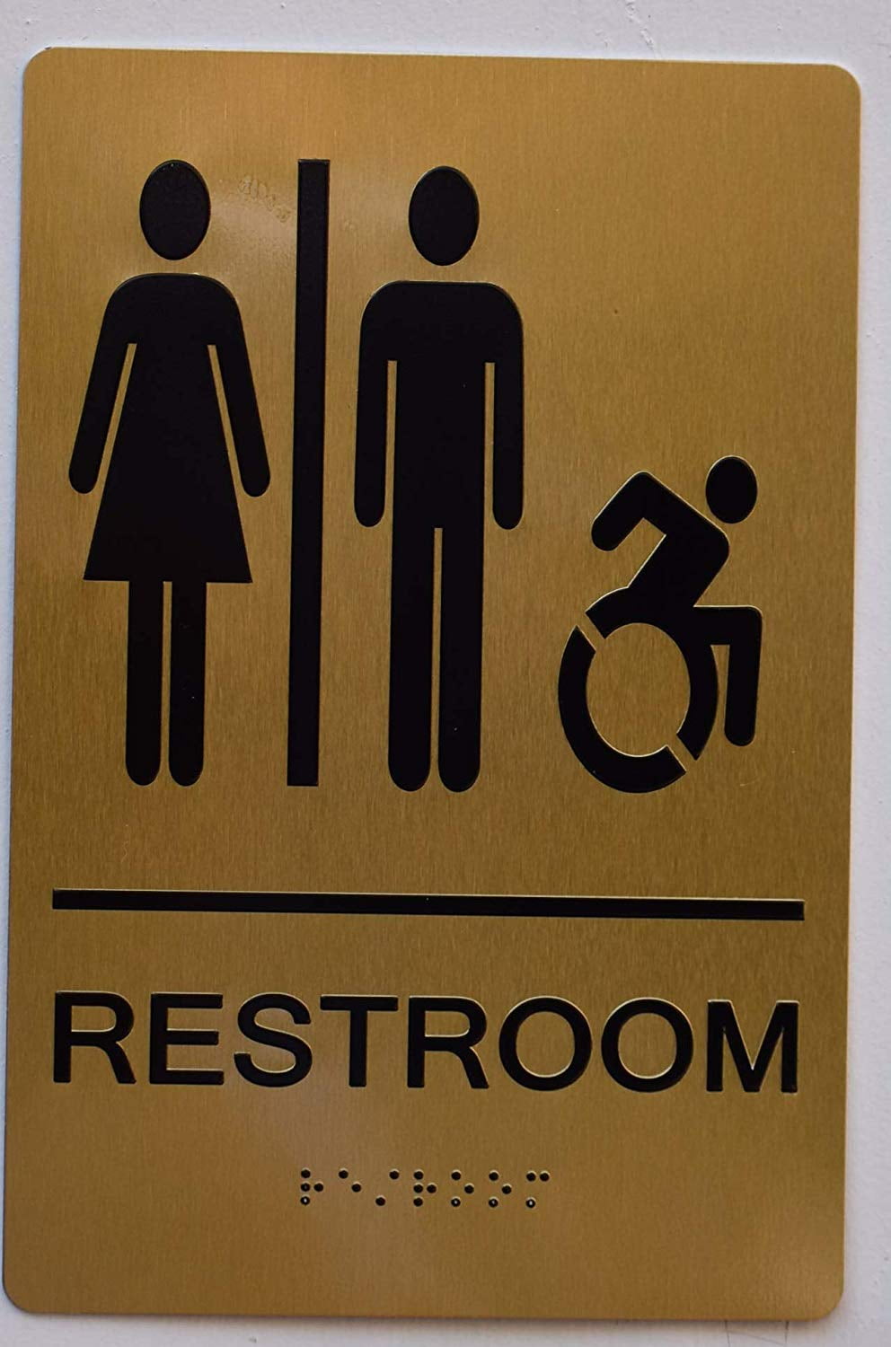 Unisex ACCESSIBLE Restroom Gold (Aluminium, Gold/Black,Size 6X9) The
