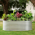 thumbnail image 2 of Land Guard 2 packs 8×4×2ft Raised Garden Bed Outdoor Galvanized Planter Boxes Oval Large Metal Raised Garden Beds for Vegetables (Sliver), 2 of 7