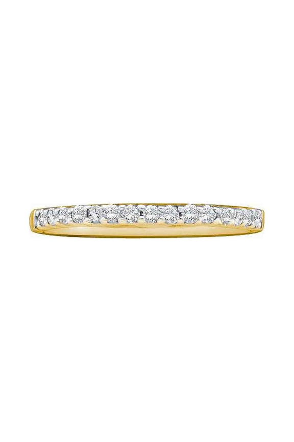 14k Yellow Gold Round Diamond Womens Slender Stackable Size 9 Wedding Band 1/6 Cttw