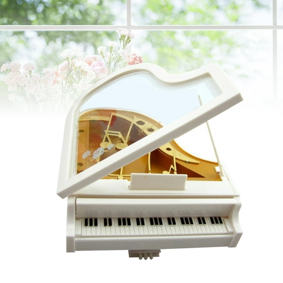 Niceauty piano music box vintage Music Box White Plays Classical Music Desktop Adornment 1Set