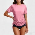 thumbnail image 4 of Lopecy-Sta Women's Swim Shirt Short Sleeve Round Neck Side Drawstring Quick Dry Top for Swimming and Beach Activities, 4 of 12