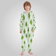 thumbnail image 2 of RMDQTR Ultra-Soft Crystal Velvet One-Piece Pajamas/Loungewear Green Clover Stripe Pattern, 2 of 8