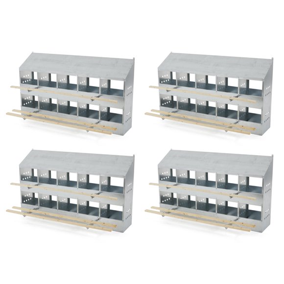 Brower Galvanized Steel 10 Hole 50 Bird Nest Chicken Brooding Box (4 Pack)