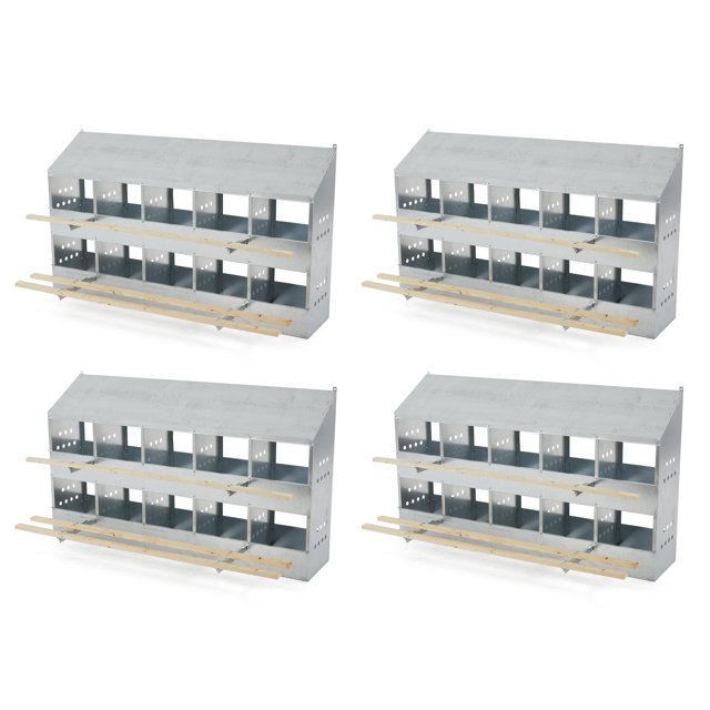 Brower Galvanized Steel 10 Hole 50 Bird Nest Chicken Brooding Box (4 Pack)
