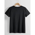 thumbnail image 2 of Camiseta básica para mujer de veranoWomen's Casual Black T-Shirt with Green Four-Leaf Clover Print, Short Sleeves- Machine Washable, IdeCamisetas de verano para mujer, manga corta, cuello redondo, c, 2 of 7