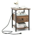 thumbnail image 1 of Gymax Nightstand Bedside Sofa End Table w/ Charging Station Open Shelves & Drawer, 1 of 10