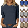thumbnail image 2 of Gswybco Knit Ribbed Sweatshirt for Women 3/4 Sleeve Crew Neck Casual Tunic Pullover Fall Fashion Loose Solid Color Tops, 2 of 5