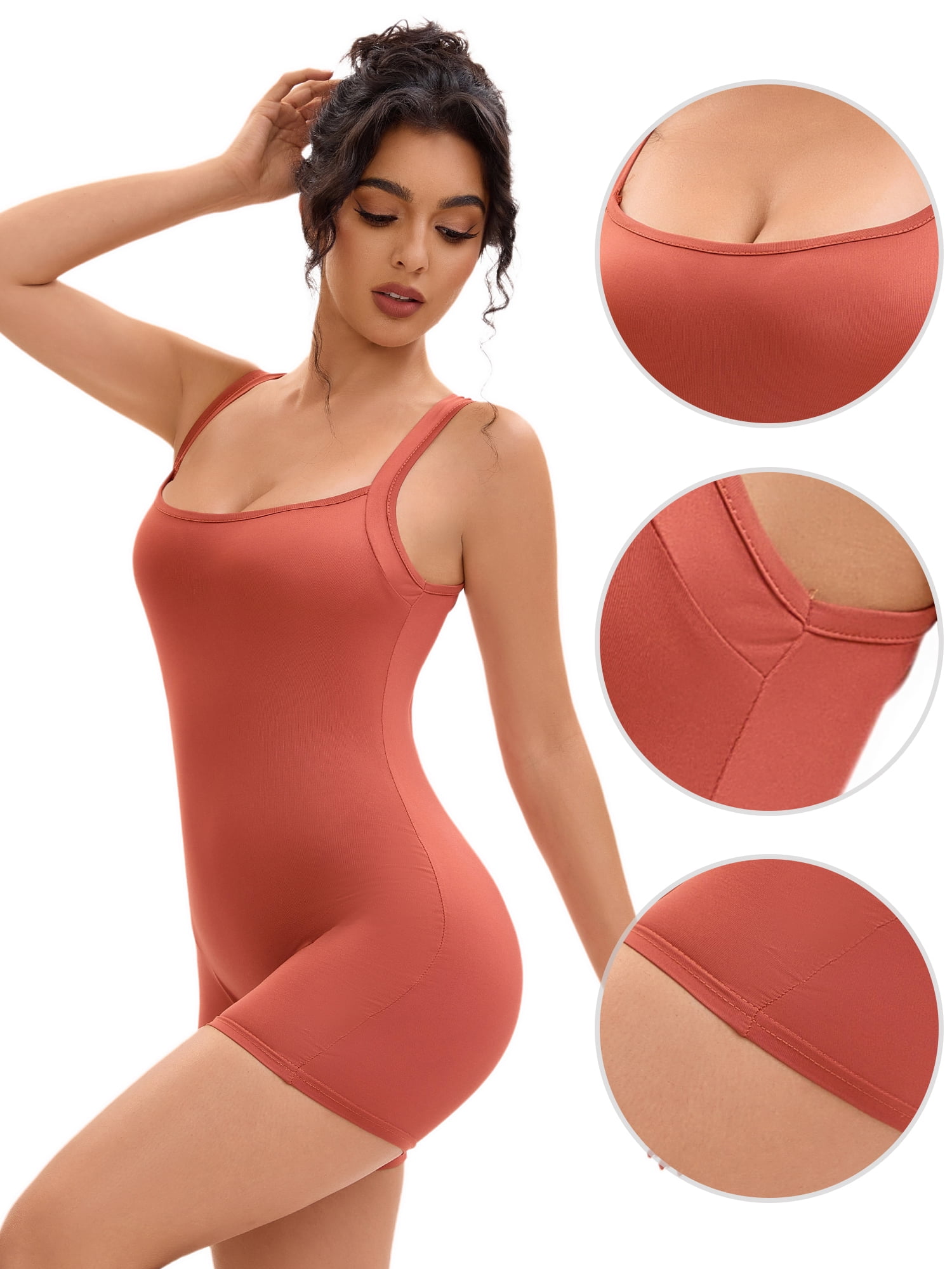 DARING DIVA Shapewear Bodysuits Rompers Sleeveless Jumpsuit S Light Brown