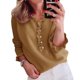 thumbnail image 2 of Gibobby Suéter Abrigo Mujer O cuello largo Sudor de manga Casual Solid Color Button Sweater ruffled de punto Pullover (Anaranjado, L), 2 of 5