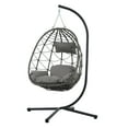 thumbnail image 5 of Egg Chair with Stand - Indoor/Outdoor Hanging Wicker Swing Chair for Patio, Balcony & Living Room, Gray, 5 of 14