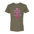 thumbnail image 2 of Keep Calm and Fight On Breast Cancer Awareness Mens Premium Tri Blend T-Shirt, Military Green, 2XL, 2 of 3