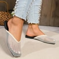 thumbnail image 4 of Dakaela Casual Slingback Flat Mules Women's Fashion Square Toe Mesh Slide Summer Slippers Size 6-8, 4 of 9