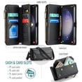 thumbnail image 2 of Funda tipo cartera para Samsung Galaxy S23 con bloqueo RFID, tarjetero, cremallera y ranura para billetes, correa de hombro magnética de piel sintética suave para Samsung Galaxy S23, 2 of 17