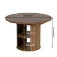thumbnail image 3 of Fsbecl Extendable Wooden Round Dining Table for 4-6 with 2-Tier Storage Shelf, 43.3"-59" Dining Table, Walnut, 3 of 8