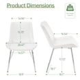 thumbnail image 3 of Modern Faux Leather Dining Chairs Set of 2, Upholstered Kitchen & Dining Room Chairs with Backrest, Durable Metal Legs(White, Silver Legs), 3 of 11
