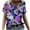 Purple, variant on JTZGDY Oversized Graphic Tshirts for Women Plus Size V Neck Summer Short Sleeve Cute Floral Printed Tunic Blouse Trendy Vintage Basic Tees Loose Casual Outfit Clothes White#01 M