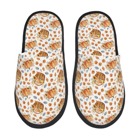 Balery Autumn Harvest Baskets Slient Indoor Furry Fleece Comfort House Shoes Soft Non-Slip Home Shoes Cotton slippers House Slippers-- Medium
