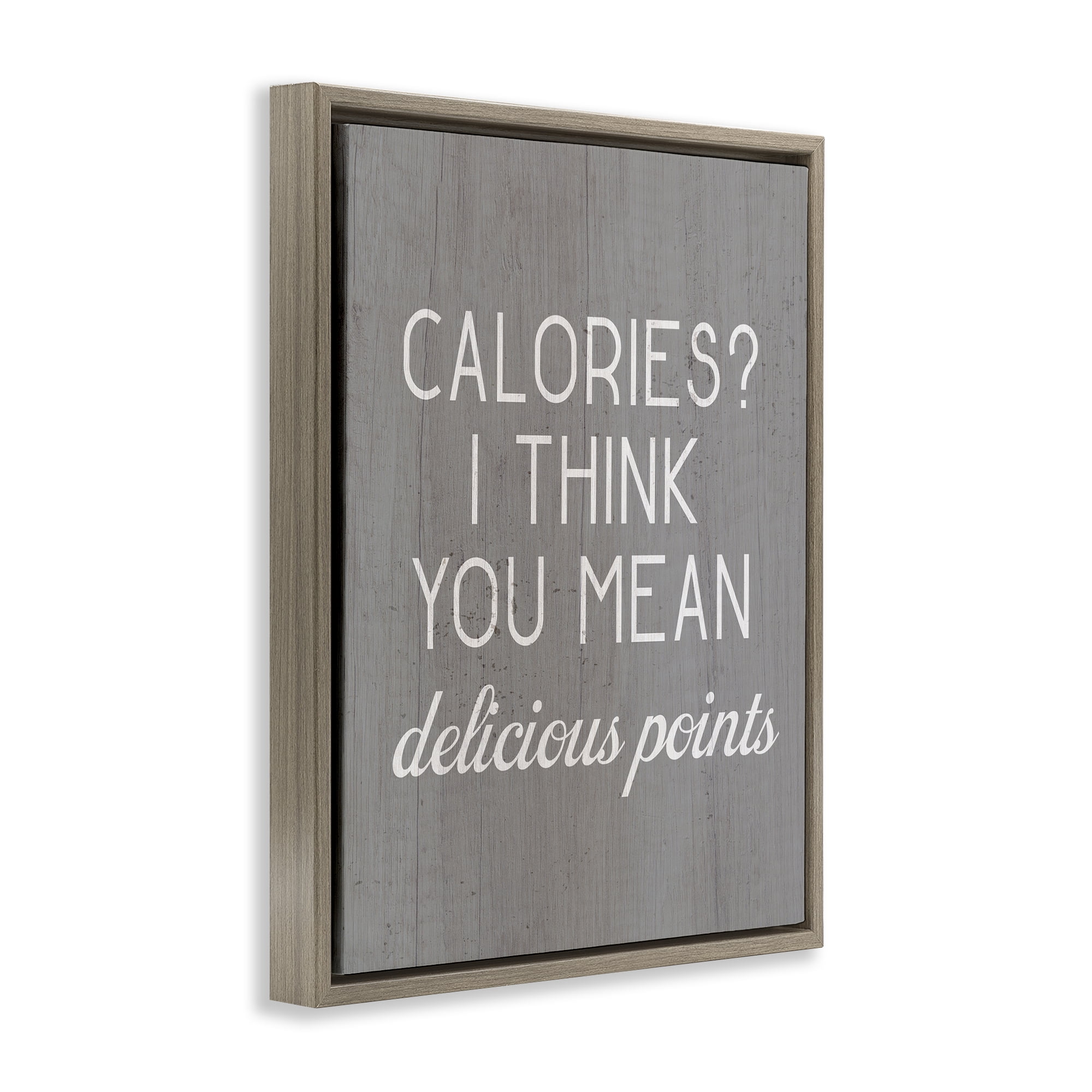 Stupell Industries Calories Delicious Points Food & Beverage Painting Brown Floater Framed Art Print Wall Art, 17 x 21