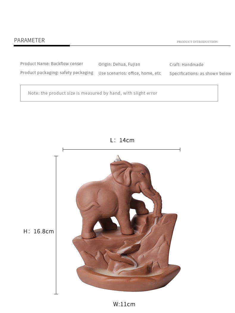 Creative Lucky Elephant Smoke Waterfall Backflow Incense Burner Purple Clay Censer Incense Holder Home Decor Ornaments