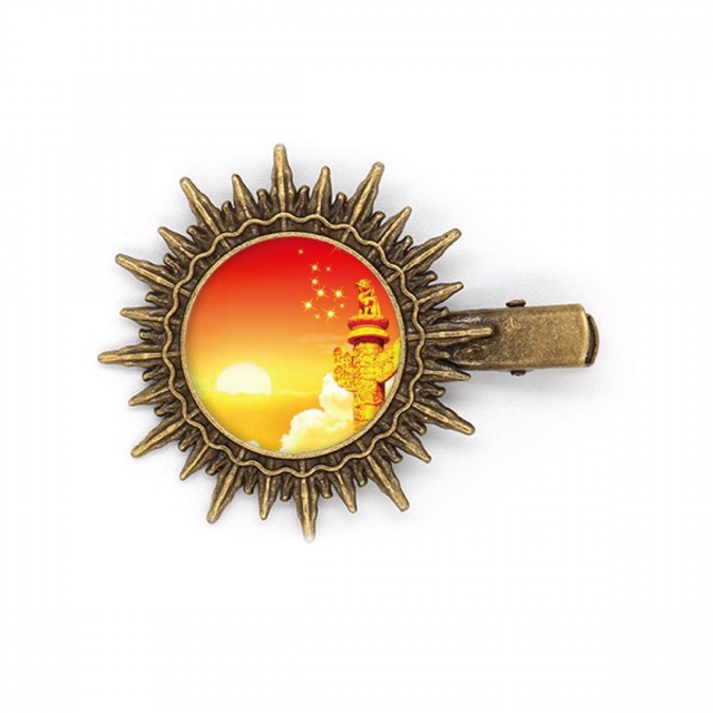 Sun Star Ornamental Column Flag Hairpin Sun Headwear Retro Metal Clips Pin