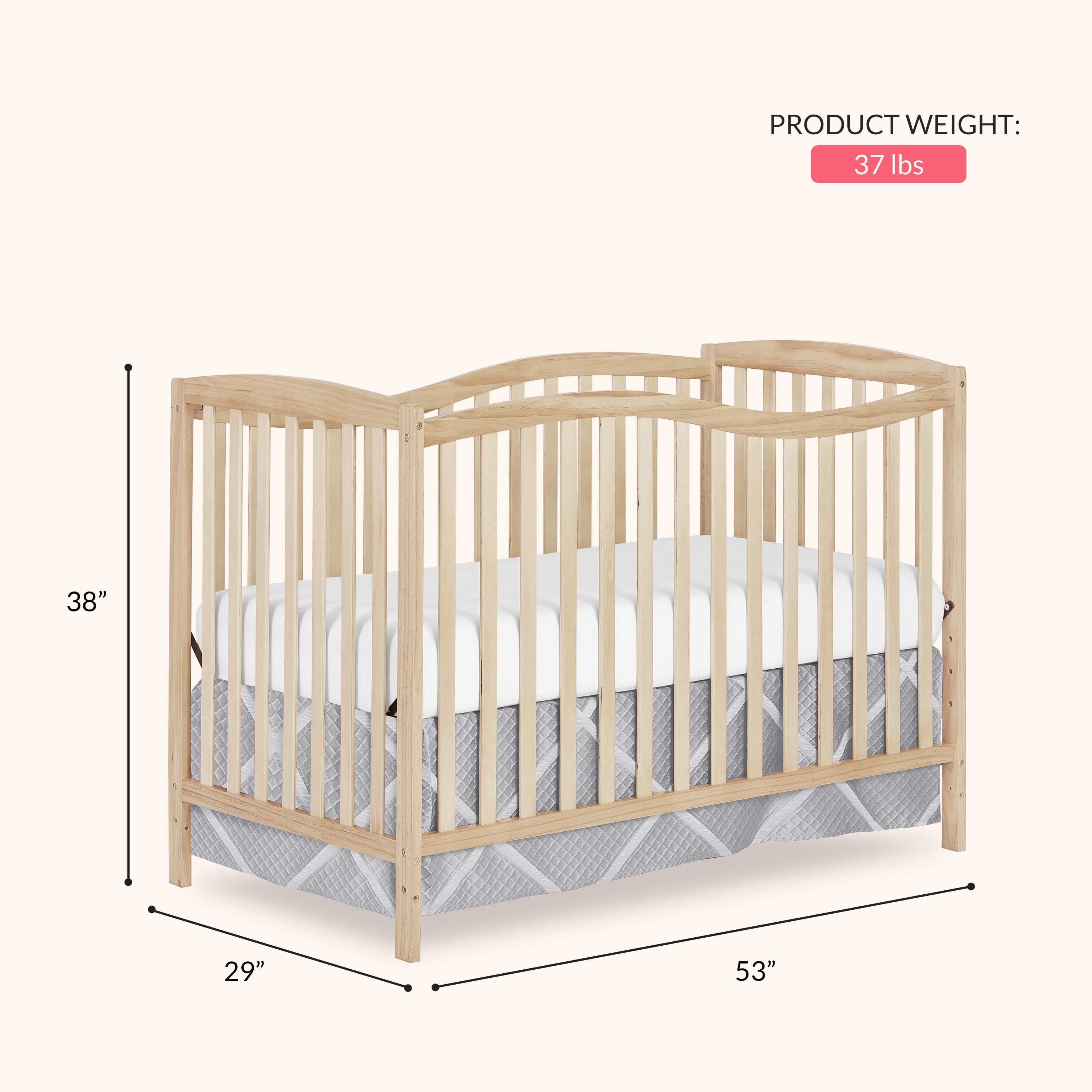 Dream On Me Chelsea 5-in-1 Convertible Crib, JPMA Certified, Natural
