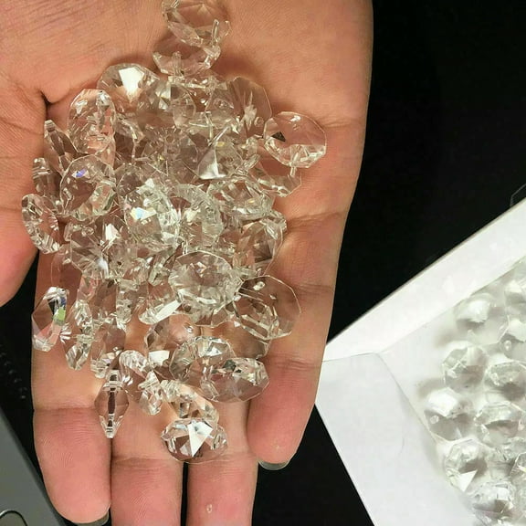 EOEMY 100Pc Clear K9 Octagon Bead Prism Glass Pendant Suncatcher Feng Shui Faceted