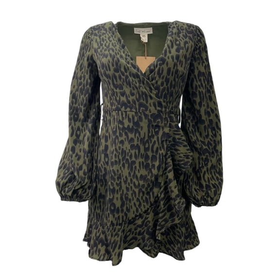 LOST IN LUNAR Women's Callie Wrap Dress, Khaki Print, XS
