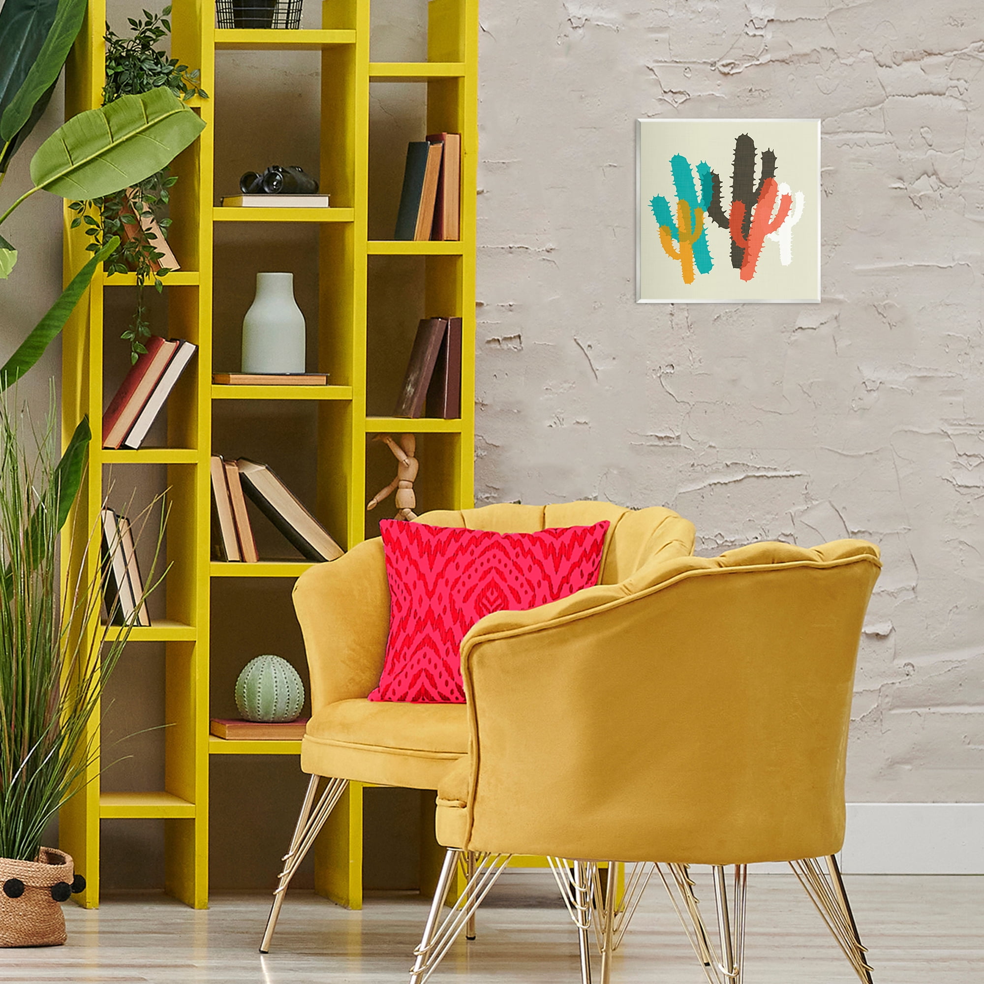 Stupell Industries Layered Bold Cacti Botanical & Floral Painting Unframed Art Print Wall Art, 12 x 12