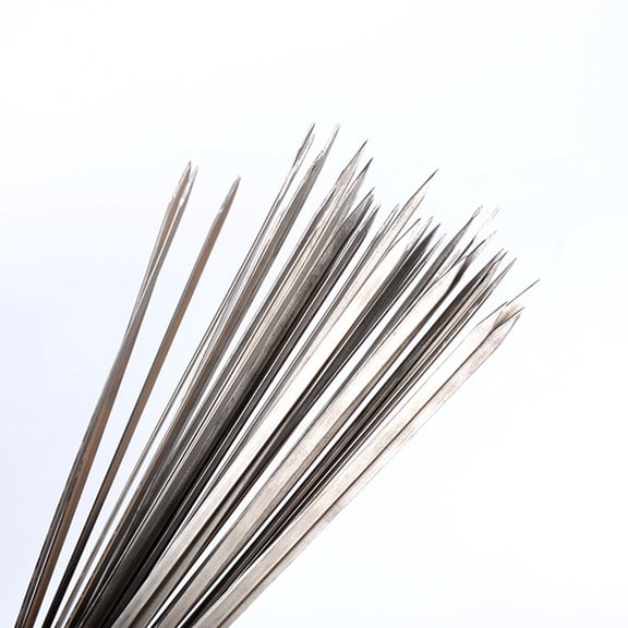 Luxshiny 50Pcs Metal Skewers for Kabobs Stainless Steel for Heavy Duty Grilling