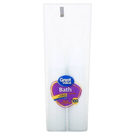 Great Value Bath Plastic Cups, 3 Oz, 100 Count