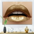 thumbnail image 2 of Designart ' Close Up of Woman Plump Lips With Golden Lipstick ' Modern Canvas Wall Art Print, 2 of 4