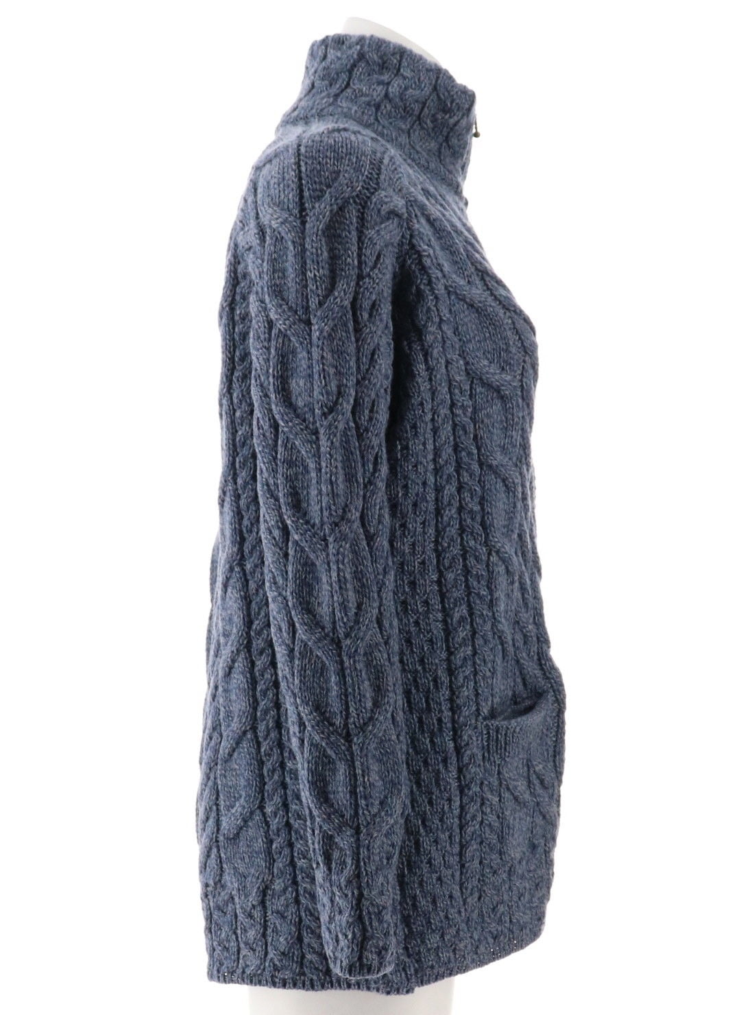 Kilronan Merino Wool Zip Front Sweater Stand Collar A305729