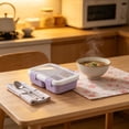 thumbnail image 4 of Plastic Bento Box,Rectangular Buckle Airtight Leakproof Portable Divided Lunch Container | Office Meal Prep Container | Refrigerator Food Storage | Perfect for Outdoor Travel & Picnic,Purple, 4 of 7