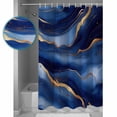 thumbnail image 4 of Abstract Marble Shower Curtain, 60" x 72", Navy Gold Texture Modern Style Simple Waterproof Bathroom Curtain Washable Shower Curtain Set with 12 Hooks, 4 of 6