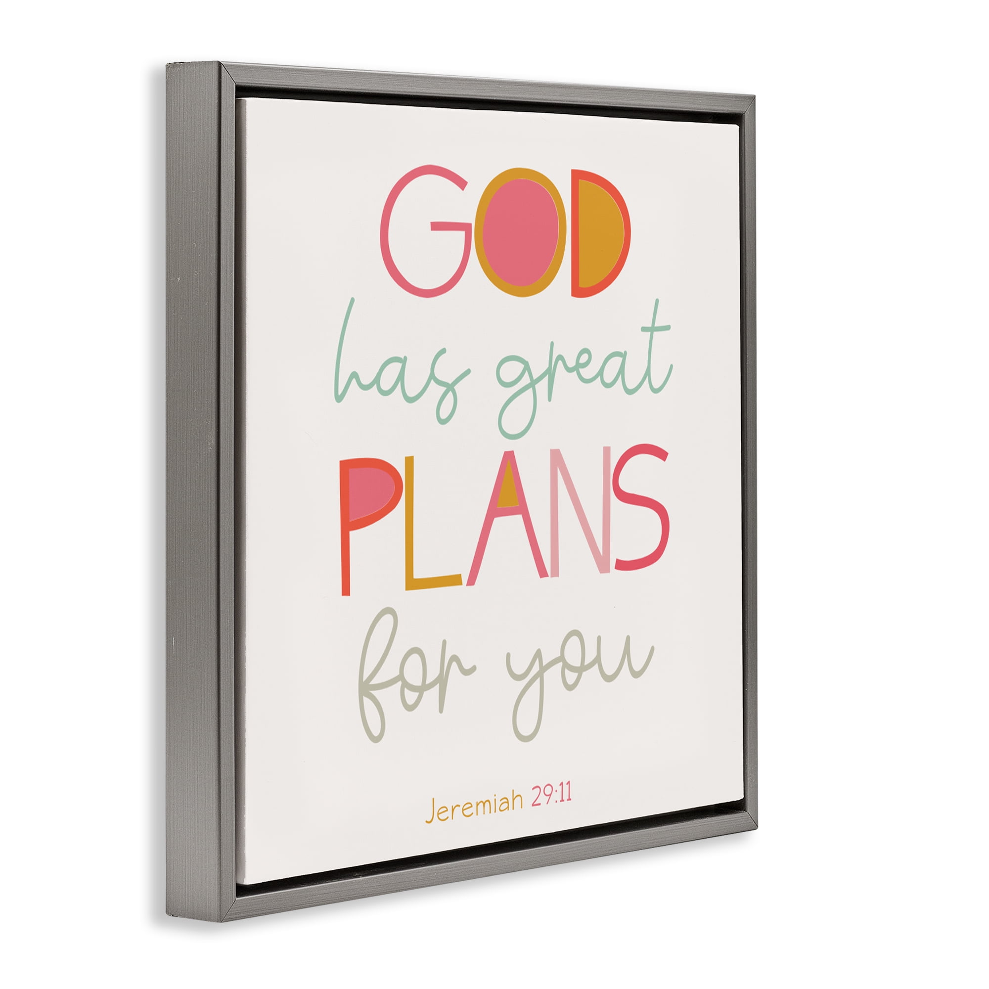 Stupell Industries God's Plans For You Gray Framed Floater Canvas Wall Art, design by SD Graphics Studio