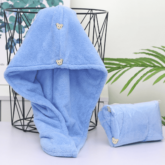 AUQ Shower Cap Coral Fleece Shower Caps No Hair Loss Quick Dry Towel,Blue,25*65cm