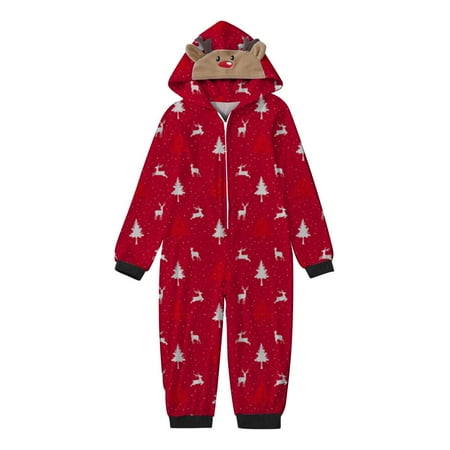 

Family Picture Outfits Christmas Sets Hooded Jumpsuit Cute Reindeer Printed Christmas Sets Birthday Party Casual Family Matching Pajamas Red 7 Years - 8 Years