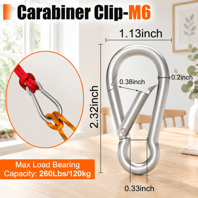 200carabiner Clips 2.23in Heavy Duty Spring Snap Hook - Walmart.com