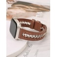 thumbnail image 5 of TOYOUTHS Leather Bands Compatible with Apple Watch Band 38/40/41/42/44/45/49mm Women, Dressy Leather Strap with Stainless Steel Metal Hollow-out Chain Bracelet for iWatch Ultra 2,Series 9 8 7 6 5-1, 5 of 7