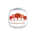 thumbnail image 1 of Thanksgiving Day Red Tree Watercolor Pattern Square Mirror Portable Compact Pocket Makeup Double Sided Glass, 1 of 3