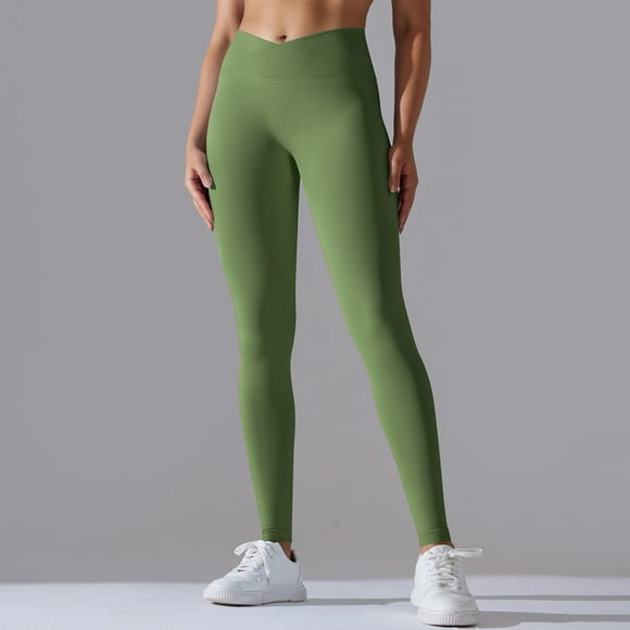 hcuribad Workout Leggings for Women Yoga Pants Women Sports Fitness Pants Women's High Bomb Dry Run Yoga Pants Tights Sensation Cropped Pants Army Green L