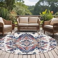 thumbnail image 4 of Round Rugs 7Ft, Boho Navy Blue Round Area Rug Washable Indoor Throw Carpet, Vintage Southwestern Geometric Art Large Non Slip Circle Rug for Dining Room Playroom Home Decor Aesthetic, 4 of 8
