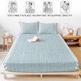 thumbnail image 5 of Twin Sze Fitted Sheet Set - Coastal Blue 2 Piece Bedding Sets 16" Deep Pocket Fitted Sheet with 1 Pillowcase, Modern Bohemia Simple Plants Lines Pattern Brushed Microfiber Hotel Luxury Bed Sheets, 5 of 9