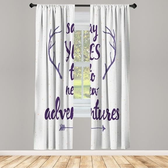Ambesonne Adventure Curtains, Calligraphic Words Arrow, Pair of 28"x63", Dark Purple