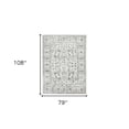 thumbnail image 5 of 6' x 9' Light Gray Floral Power Loom Area Rug With Fringe, 5 of 9