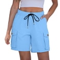 thumbnail image 4 of Yievot Women's Cargo Shorts 7 Inch Inseam Drawstring Elastic Waist Loose Fit Summer Outdoor Casual Shorts with Multi Pockets, 4 of 8