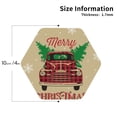 thumbnail image 3 of Pofeuu Christmas Vintage Red Truck Print Leather Coasters Set of 6, Round Cups Mugs Mat Pad for Home Kitchen Heat Resistant Drink Coasters,Hexagon, 3 of 7